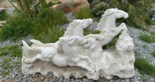 Huge Marble Horses Sculpture