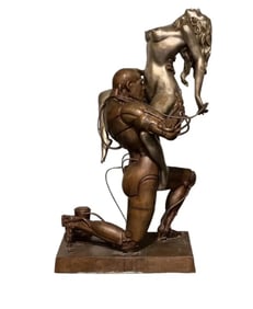 1993 Techno Lover Life Size Erotic Bronze Sculpture by Rudolfo Bucacio