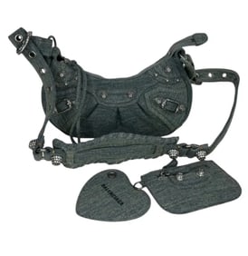 Balenciaga Le Cagole XS Rhinestone Denim Shoulder Bag