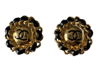 Chanel Vintage Style Gold and Black Earrings