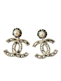 Chanel Large Gold and Black Earrings