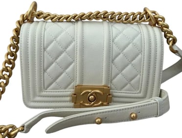 Chanel Boy White Leather Handbag
