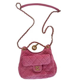 CHANEL Small Velvet Wavy CC Hobo