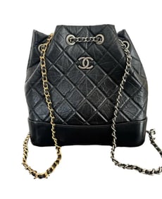 CHANEL Aged Calfskin Quilted Small Gabrielle Backpack Black