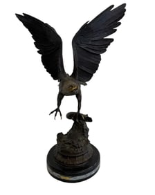 Large bronze eagle sculpture
