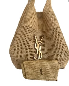 YSL Tote Bag Raffia Crochet