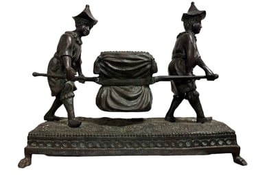 Maitland-Smith Bronze Sculpture of Two Boys with a Litter