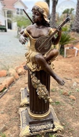 Life Size Bronze Girl Playing Instrument