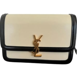 YSL Saint Laurent Black & Beige Lock Bag