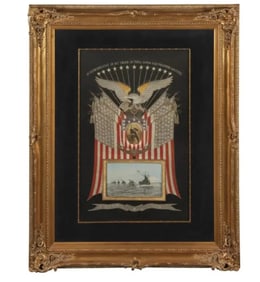 19th century Chinese export patriotic silk George Washington crossing the Delaware