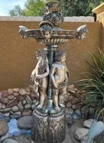 Bronze Four Seasons Cherub Fountain with Top Tier and Mascaron Spouts