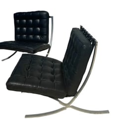 Mid-Century Barcelona Style Black Chairs