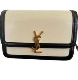 YSL Saint Laurent Black & Beige Lock Bag