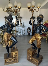 Life Size BlackMoors Floor Lamps Sculptures