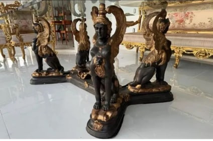 lMassive Royal SPHINX Mythical Bronze Dining Table