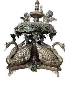 Monumental Cherubs Swans and Grapes Bronze Fountain