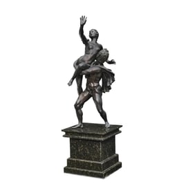 20th Century BRONZE FIGURAL GROUP OF THE ABDUCTION OF PERSEPHONE