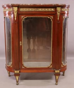 LARGE MARBLE TOP SINGLE DOOR FRENCH CURIO