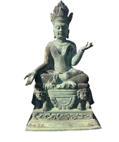 19th Century Large Buddha Bronze Sculpture