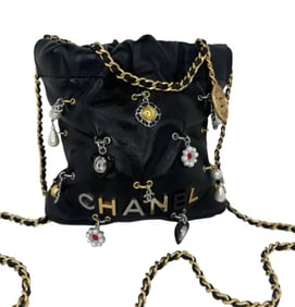 CHANEL 24A Black Bijoux Charms Mini 22 Bag Handbag Limited Edition Runway