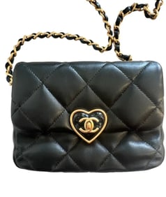 Chanel Heart Mini Flap Bag Black Lambskin Antique Gold Hardware