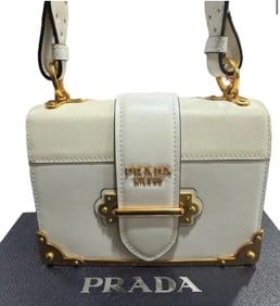 Prada Cashier White Leather Crossbody Bag