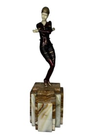 Large Art Deco Lady Bronze Sculpture