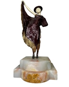 Large Art Deco Woman Bronze Sculpture