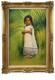 Native American Girl Oil Painting by Moreno