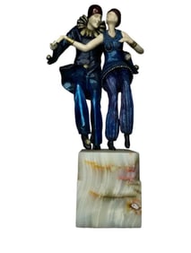 Large Art Deco Couple Bronze Sculpture After Demetre Chiparus