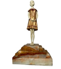 Large Art Deco Woman Bronze Sculpture