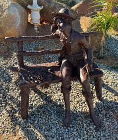 Life Size Bronze Boy on a bench  Sculpture