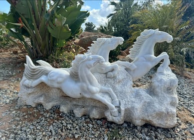 Life Size Marble Horses Sculpture