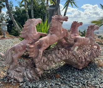 Large Marble Horses Sculpture