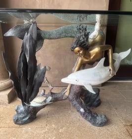 Mermaid Bronze Table Sculpture