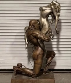 1993 Techno Lover Life Size Erotic Bronze Sculpture by Rudolfo Bucacio