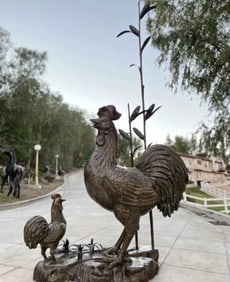 Monumental Bronze Rooster Sculpture