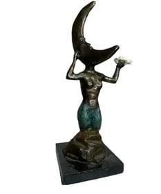 Sergio Bustamante Moon Bronze Sculpture