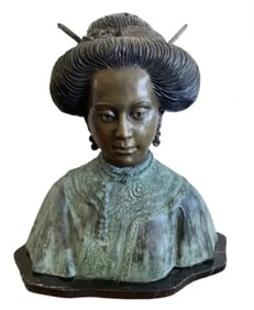 Large Bronze Oriental Woman Bust