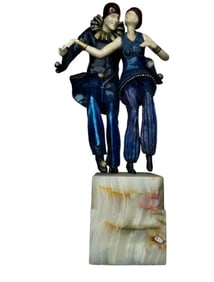 Large Art Deco Couple Bronze Sculpture After Demetre Chiparus