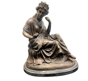 Large Neoclassical Style Bronze Lady
