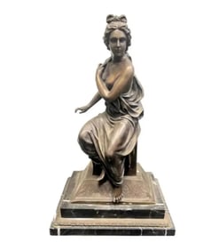 Large Neoclassical Style Bronze Lady