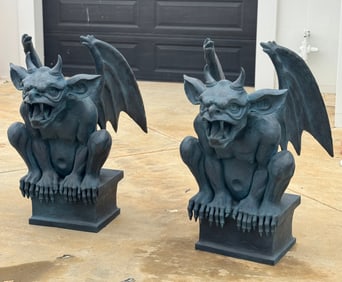 Pair of Large Bronze Gargolyes Sculptures