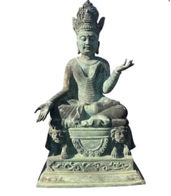 19th Century Large Buddha Bronze Sculpture