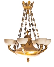 A French Empire-style bronze chandelier