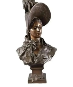 31 in H Large-MERVEILLEUSE Bronze French Woman Bust