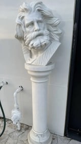 Life Size White Marble Bust and Pedestal