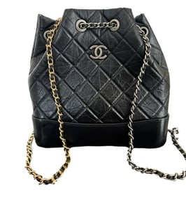 CHANEL Aged Calfskin Quilted Small Gabrielle Backpack Black