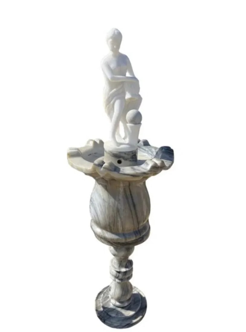 Marble Fountain with Lady Sculpture: Includes pump- excellent condition- 42 in Height