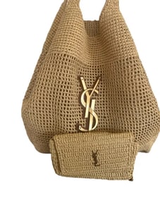 YSL Tote Bag Raffia Crochet